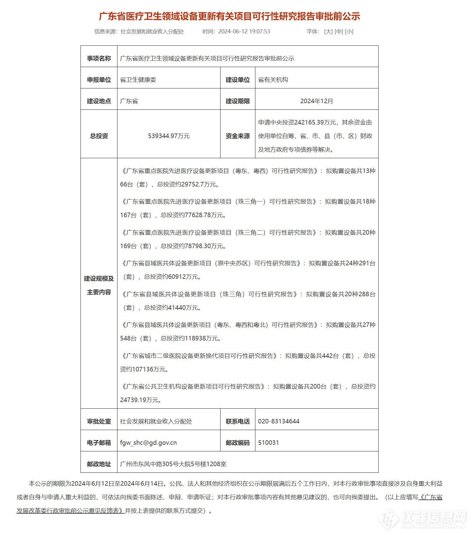 2171台套超539亿元！广东省医疗卫生领域设备更新有关项目可行性研究报告审批前公示(图2)