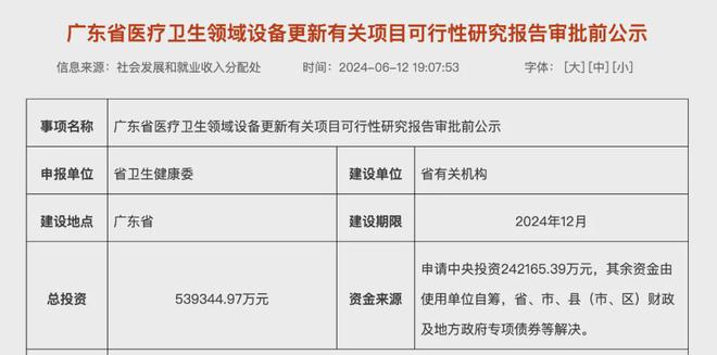 539亿！医疗设备更新项目资金公布！